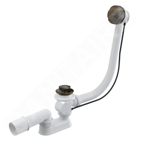 Alcadrain Garnitures de vidage - Kit vidange et trop-plein baignoire, longueur 570 mm, bronze antique A55ANTIC