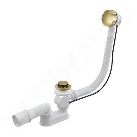 Alcadrain Garnitures de vidage - Garniture de vidage et trop-plein, longueur 570 mm, or poli A55K-G-P