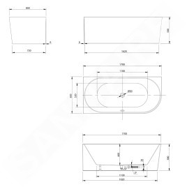 Aqualine Baignoires - Baignoire d'angle Tibera, 1700x800 mm, gauche, blanc E1026