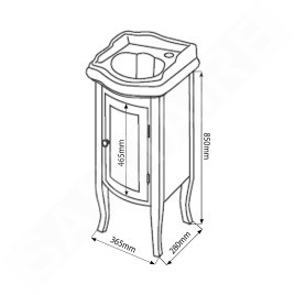 Sapho Retro - Meuble-vasque, 365x850x290 mm, hêtre 1640