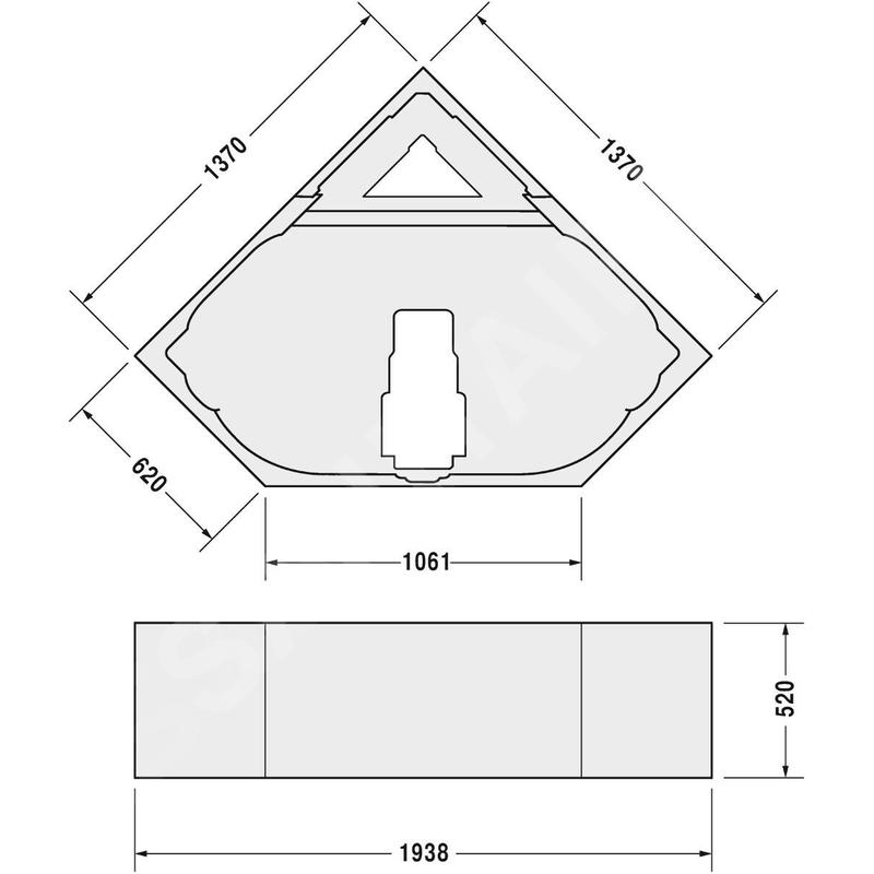 Duravit Accessoires - Support pour baignoire d’angle D-Code, 1400x1400 mm 790476000000000