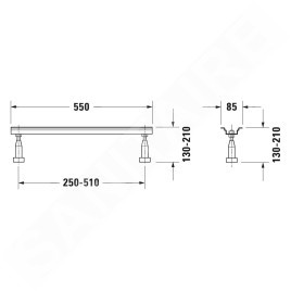 Duravit Accessoires - Pieds pour baignoire et receveur de douche, longueur à partir de 1500 mm, 3 pcs 790105000000000