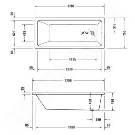 Duravit Duravit No.1 - Baignoire 1700x750 mm, blanc 700490000000000