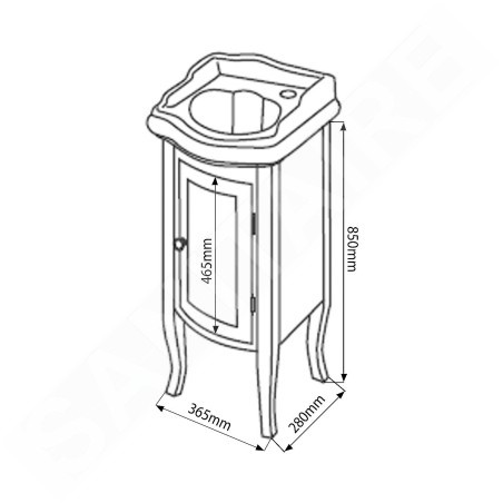 Sapho Retro - Meuble-vasque, 365x850x290 mm, blanc ancien 1641