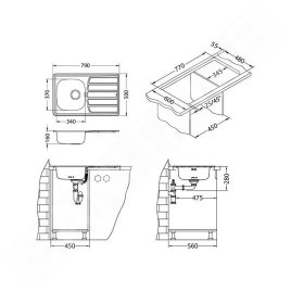 Alveus Zoom - Évier 790x500 mm, inox 1098938