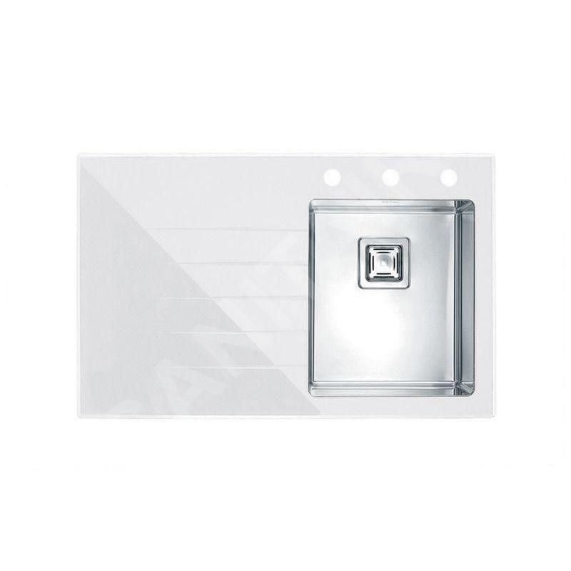Alveus Crystalix - Évier 860x540 mm, avec commande du vidage, bac à droite, verre blanc / inox 1099632