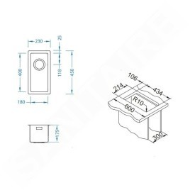 Alveus Quadrix - Évier 230x450 mm, inox 1102602