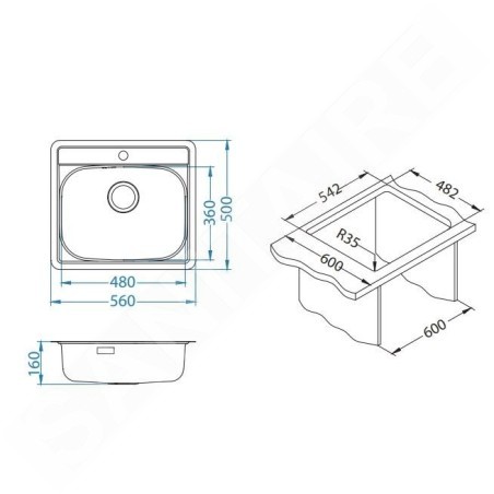 Alveus More - Évier 560x500 mm, inox 1103108