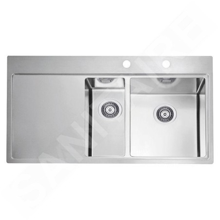 Alveus Pure - Évier 980x525 mm, avec commande du vidage, bac à droite, inox 1103655