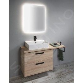 Aqualine Vega - Meuble lavabo 970x600x436 mm, chêne platine VG903
