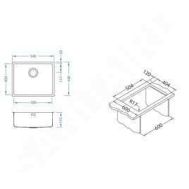 Alveus Kombino Monarch - Évier 540x440 mm, or 1120361
