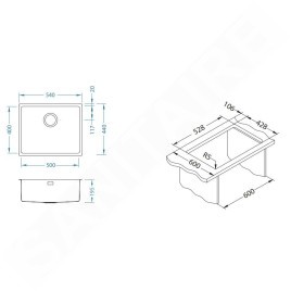 Alveus Kombino Monarch - Évier 540x440 mm, or 1120902