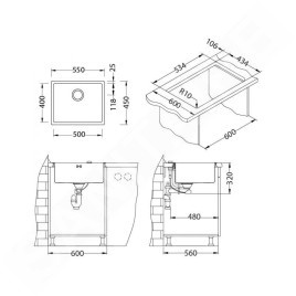 Alveus Quadrix Monarch - Évier 550x440 mm, cuivre 1122691