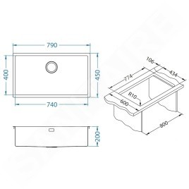 Alveus Quadrix Monarch - Évier 790x450 mm, anthracite 1122730