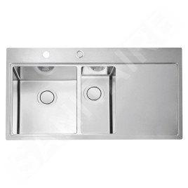 Alveus Pure Up - Évier 980x525 mm, avec commande du vidage, bac à gauche, inox 1123793