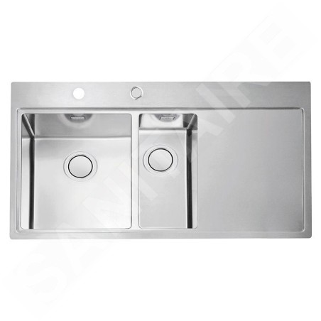 Alveus Pure Up - Évier 980x525 mm, avec commande du vidage, bac à gauche, inox 1123793