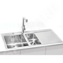 Alveus Pure Up - Évier 980x525 mm, avec commande du vidage, bac à gauche, inox 1123793