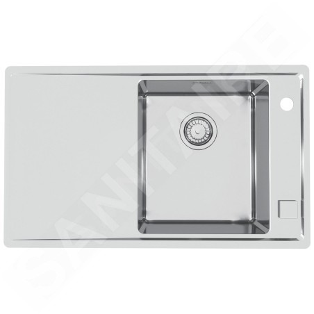 Alveus Stricto - Évier 790x472 mm, avec commande du vidage, bac à droite, inox 1124361