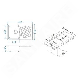 Alveus Elegant - Évier 810x510 mm, inox 1126348