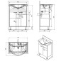 Aqualine Keramia Fresh - Meuble lavabo 606x740x337 mm, blanc 50064A Aqualine Keramia Fresh - Meuble lavabo 606x740x337 mm, blanc 50064A