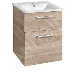 Aqualine Vega - Meuble lavabo 515x726x436 mm, 2 tiroirs, chêne platine VG853