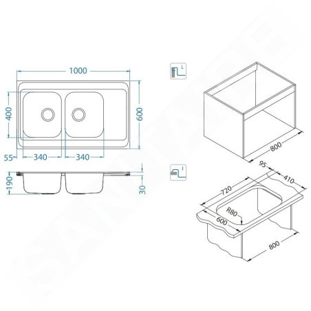 Alveus Classic Pro - Évier 1000x600 mm, inox 1130472