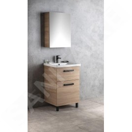 Aqualine Vega - Meuble lavabo 515x726x436 mm, 2 tiroirs, chêne platine VG853