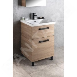 Aqualine Vega - Meuble lavabo 515x726x436 mm, 2 tiroirs, chêne platine VG853