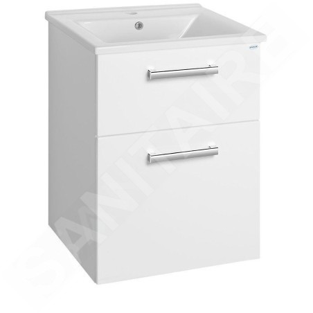 Aqualine Vega - Meuble lavabo 515x726x436 mm, 2x tiroir, blanc VG053