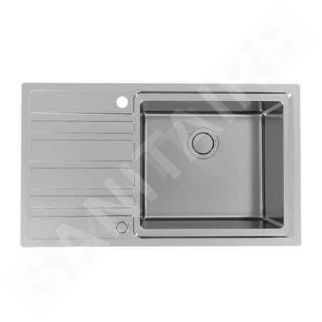 Alveus Rando Up - Évier 865x505 mm, avec commande du vidage, bac à droite, inox 1136610