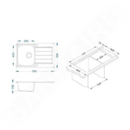 Alveus Line Max - Évier 790x500 mm, avec commande du vidage, inox 1137342