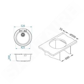 Alveus Cadit - Évier en granit diamètre 520 mm, beige 1143995