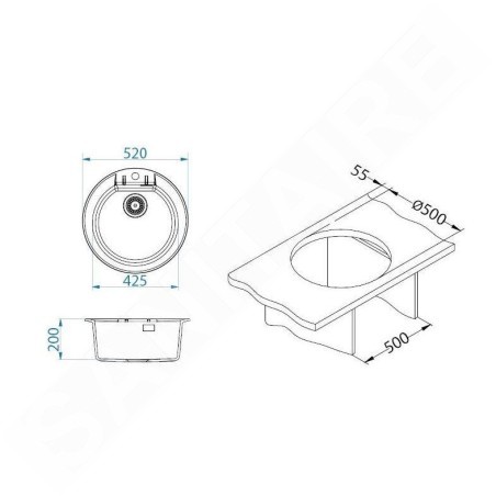 Alveus Cadit - Évier en granit diamètre 520 mm, beige 1143995