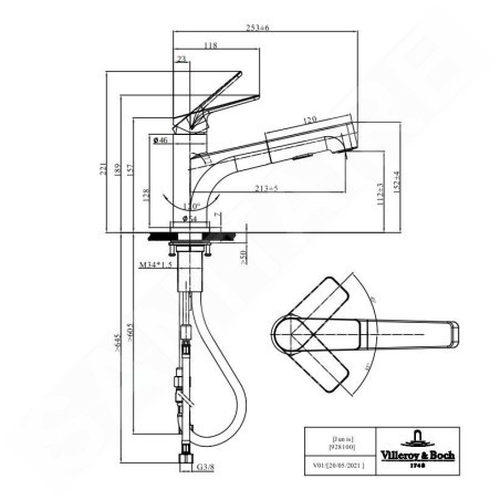 Villeroy & Boch Junis Shower - Mitigeur d'évier avec douchette extractible, noir mat 92810006