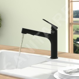 Villeroy & Boch Junis - Mitigeur d'évier avec douchette extractible, noir mat 92820006