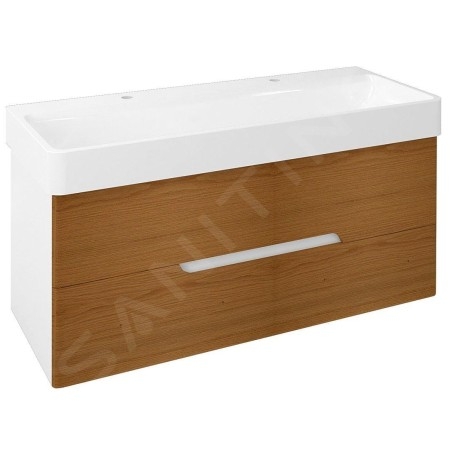 Sapho Mediena - Meuble lavabo 1170x505x485 mm, blanc mat/chêne naturel MD122
