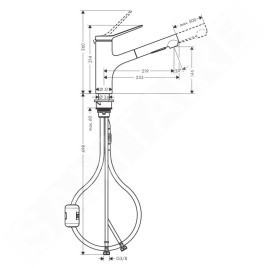 Hansgrohe Zesis M33 - Mitigeur d’évier avec douchette extractible, aspect inox 74820800