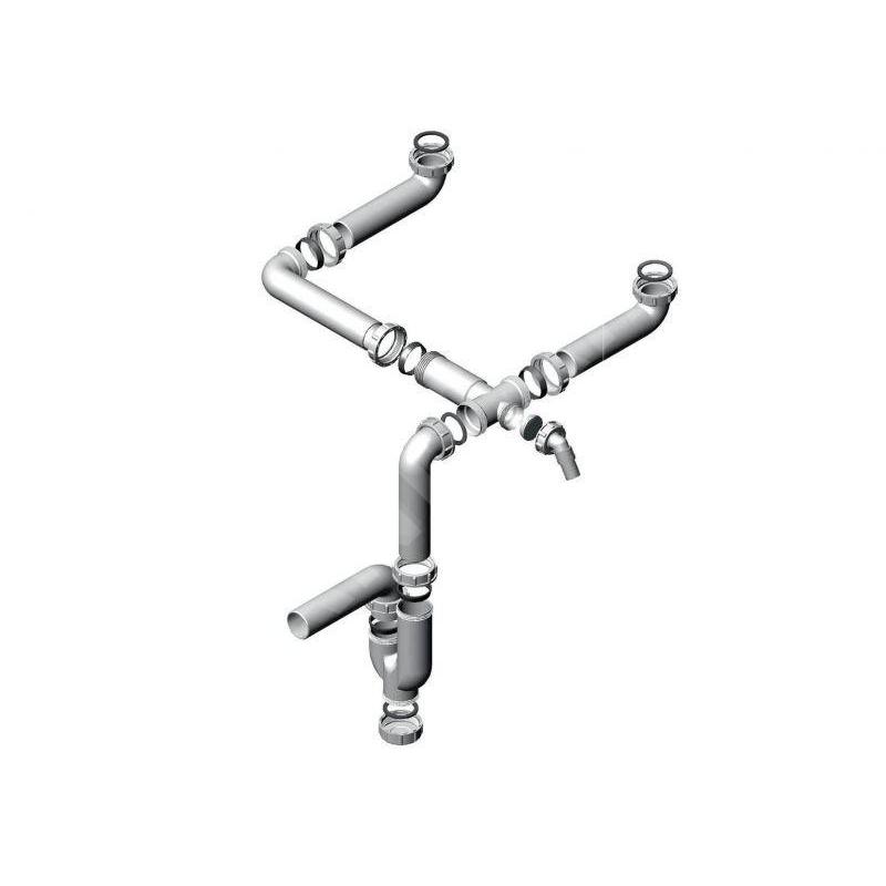 Alveus Accessoires - Siphon pour double évier, avec raccord, en plastique 1033153