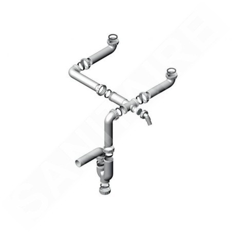 Alveus Accessoires - Siphon pour double évier, avec raccord, en plastique 1033153