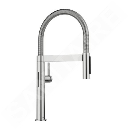Blanco Culina S - Mitigeur de cuisine électronique avec bras flexible et douchette, alimentation secteur, acier 527466