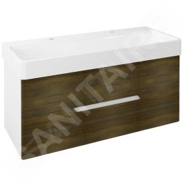 Sapho Mediena - Meuble lavabo 1170x510x485 mm, blanc mat/chêne graphite MD121