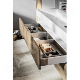 Sapho Mediena - Meuble lavabo 1170x510x485 mm, blanc mat/chêne graphite MD121