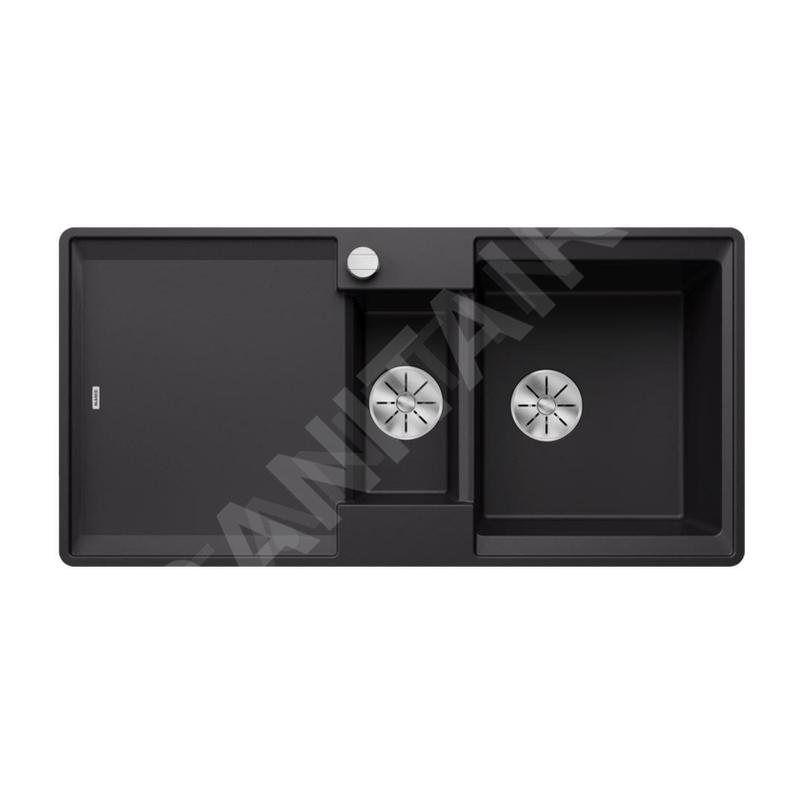 Blanco Adira - Évier en silgranit, 99x49 mm, avec commande excentrique et accessoires, InFino, noir 527609