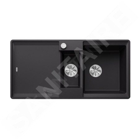 Blanco Adira - Évier en silgranit, 99x49 mm, avec commande excentrique et accessoires, InFino, noir 527609