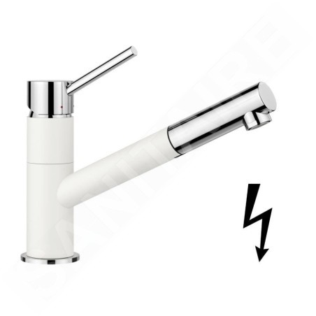Blanco Kano S - Mitigeur d’évier avec bec extractible, blanc/chrome 527650