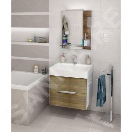 Sapho Mediena - Meuble-lavabo 570x507x485 mm, blanc mat/dub graphite MD061