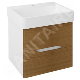Sapho Mediena - Meuble lavabo 560x510x485 mm, blanc mat/chêne naturel MD062