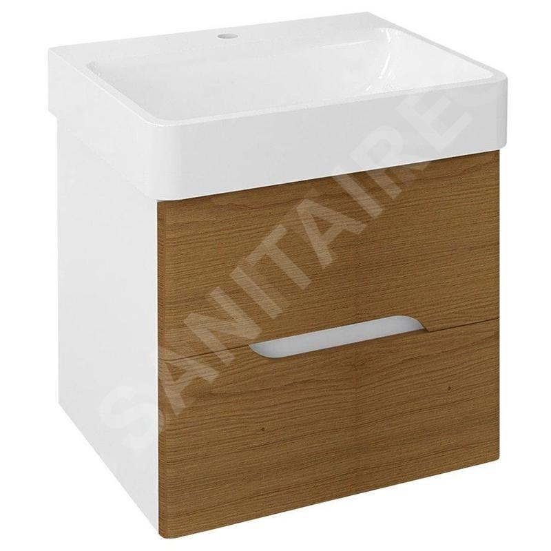 Sapho Mediena - Meuble lavabo 560x510x485 mm, blanc mat/chêne naturel MD062 Sapho Mediena - Meuble lavabo 560x510x485 mm, blanc mat/chêne naturel MD062