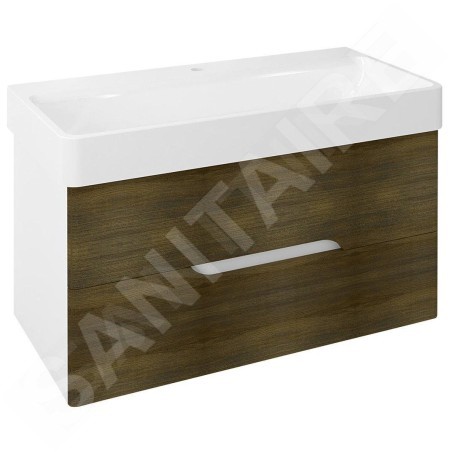 Sapho Mediena - Meuble-vasque 960x510x485 mm, blanc mat /chêne graphite MD101