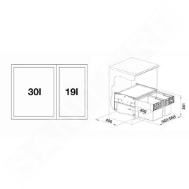 Blanco Select - Poubelle encastrable, divisée, volume de 49 l 526203